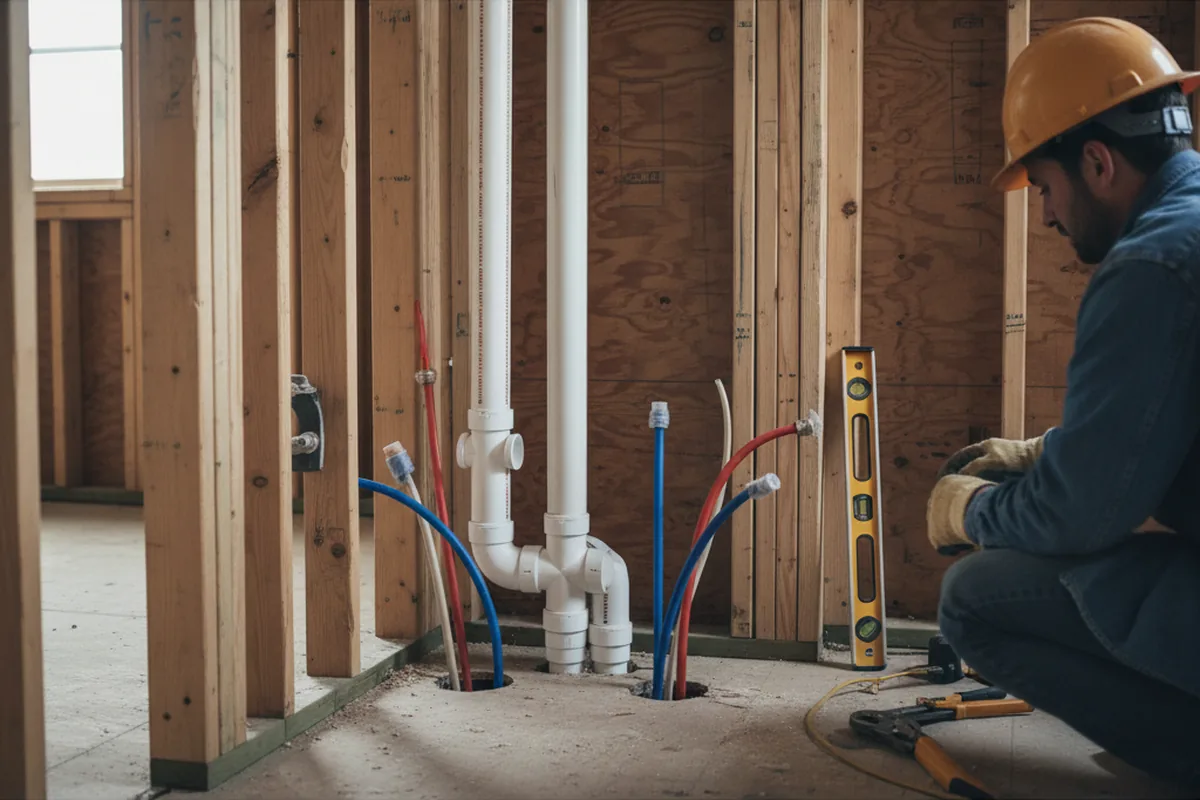 Drain and supply rough-in during Leak Detection in Griffin