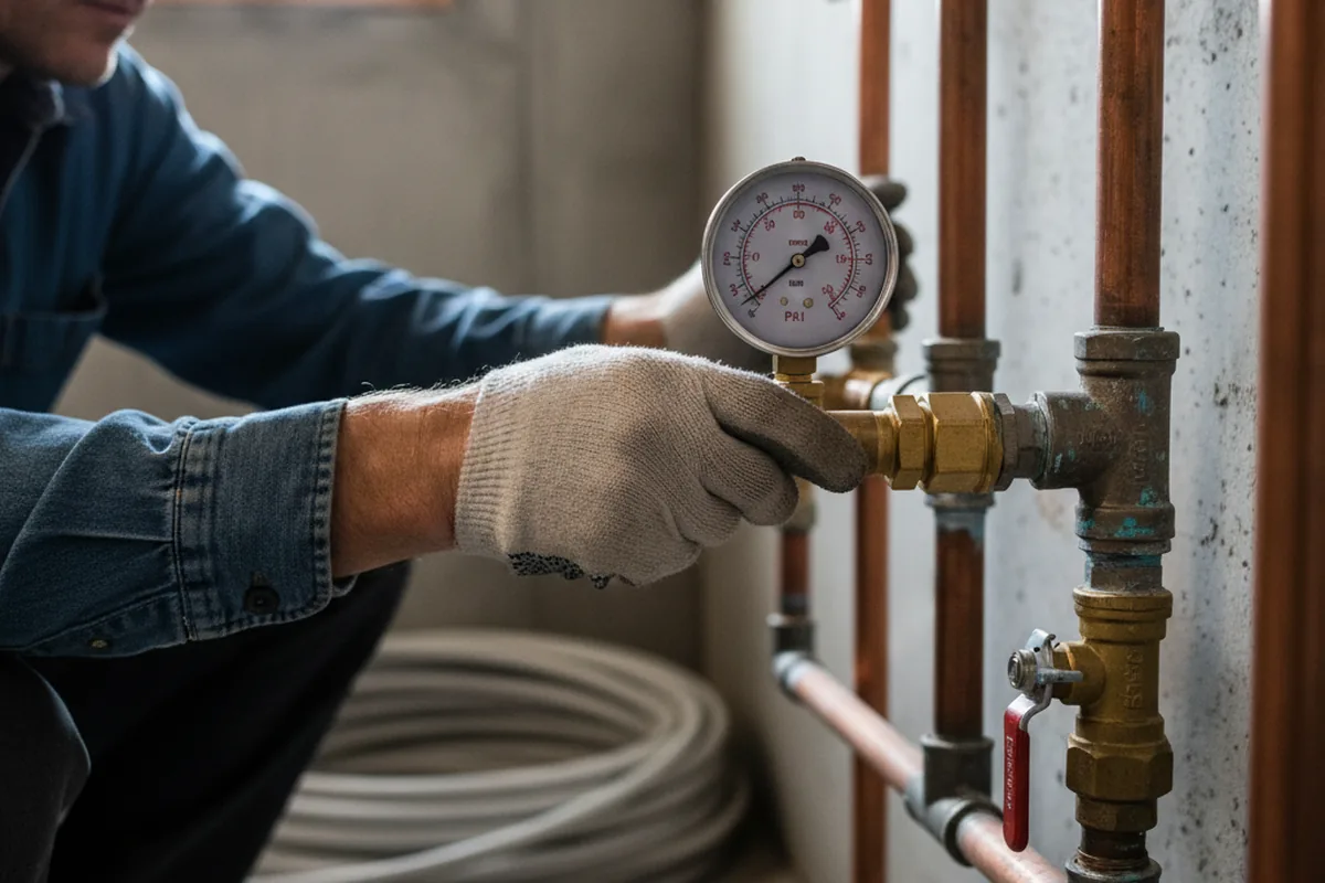 Pressure testing a repaired line during Water Line Repair in Griffin